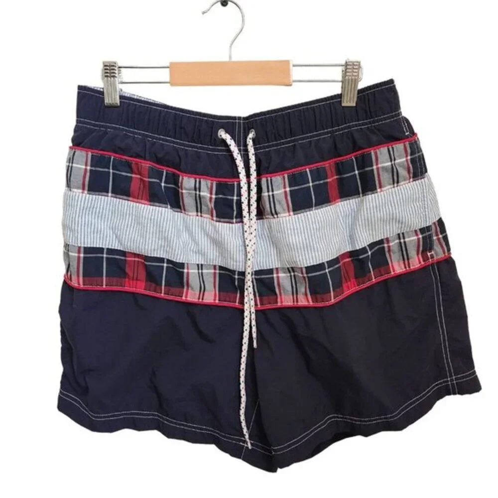 Tommy Hilfiger Mens Big Logo‎ Swimming Trunks Swimwear Red Blue White sz Large